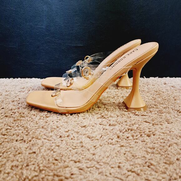 Cape Robbin Kassandra-Shi Clear Strap Nude reverse cone 4" High Heel 8.5 - Picture 8 of 10